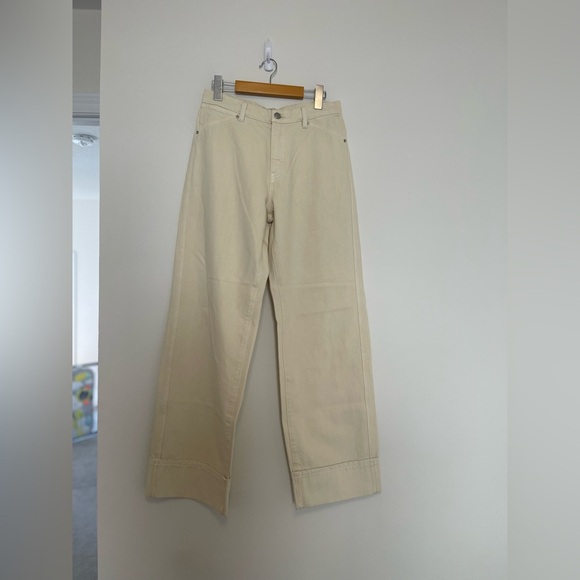 DL1961 Cream cargo wide leg high rise denim jeans 26 Pants - Picture 2 of 9